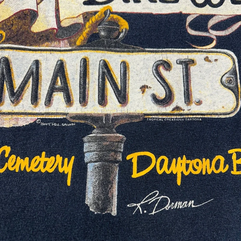 90s Vintage Bike Week Graphic Tee Mens 2XL Boot Hill Saloon Eagle Pocket Shirt
